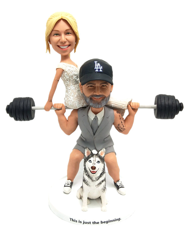 Custom cake toppers weightlifting wedding cake toppers